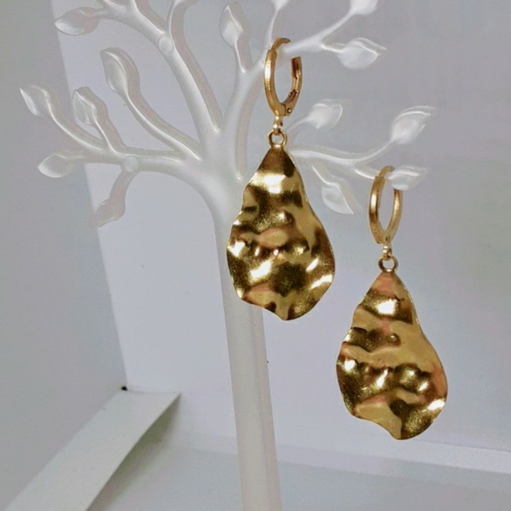 Raw brass teardrop earrings